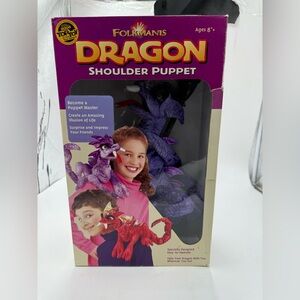 RARE (2005) Folkmanis Dragon Shoulder Puppet Purple Ages 8+ NEW IN BOX,